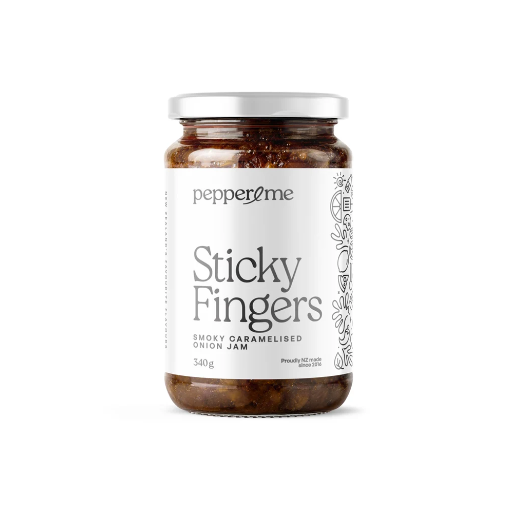 Pepper & Me Sticky Fingers Smokey Caramelised  Onion Jam 340g- Bulk Buy Available
