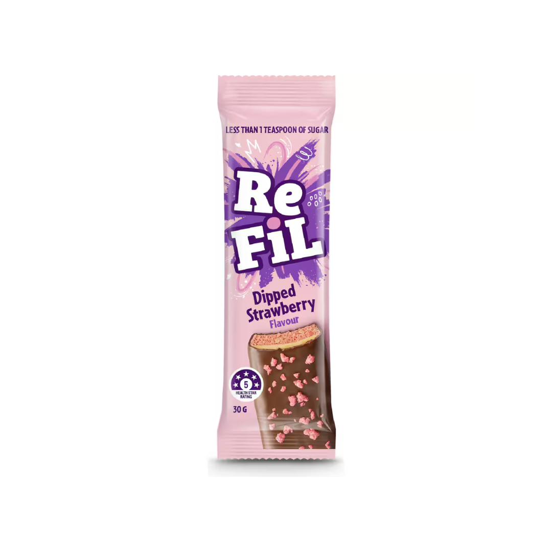 ReFil Dipped Strawberry Flavoured Snack Bar 30g.