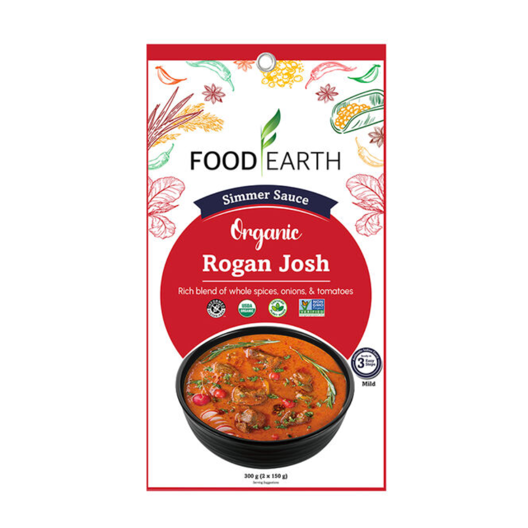 Food Earth Organic Simmer Sauce - Rogan Josh 300g (2x150g)