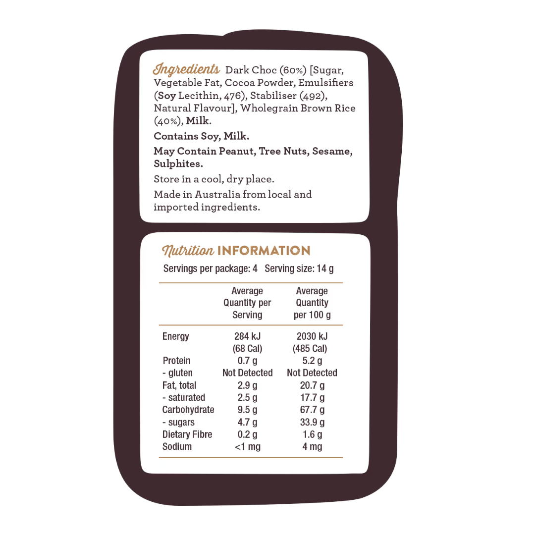 Table of Plenty Dark Choc Topped Mini Rice Cakes 60g Share Pack
