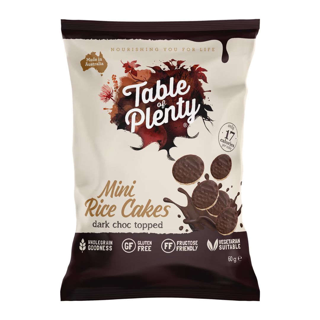Table of Plenty Dark Choc Topped Mini Rice Cakes 60g Share Pack
