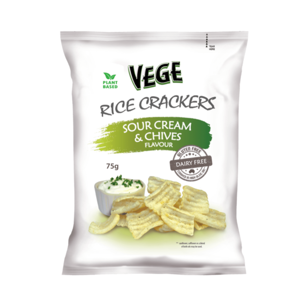 Vege Deli Crisps Rice Crackers Sour Cream & Chives 75g