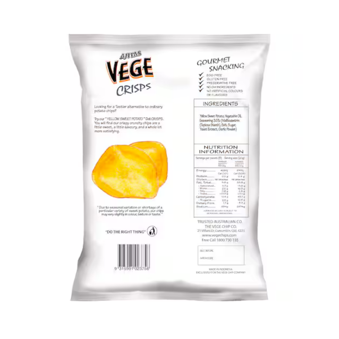 Vege Deli Crisps Potato Chips Yellow Sweet Potato 100g