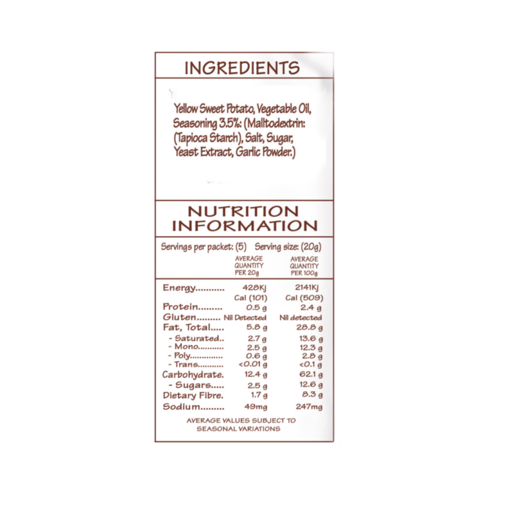 Vege Deli Crisps Potato Chips Yellow Sweet Potato 100g