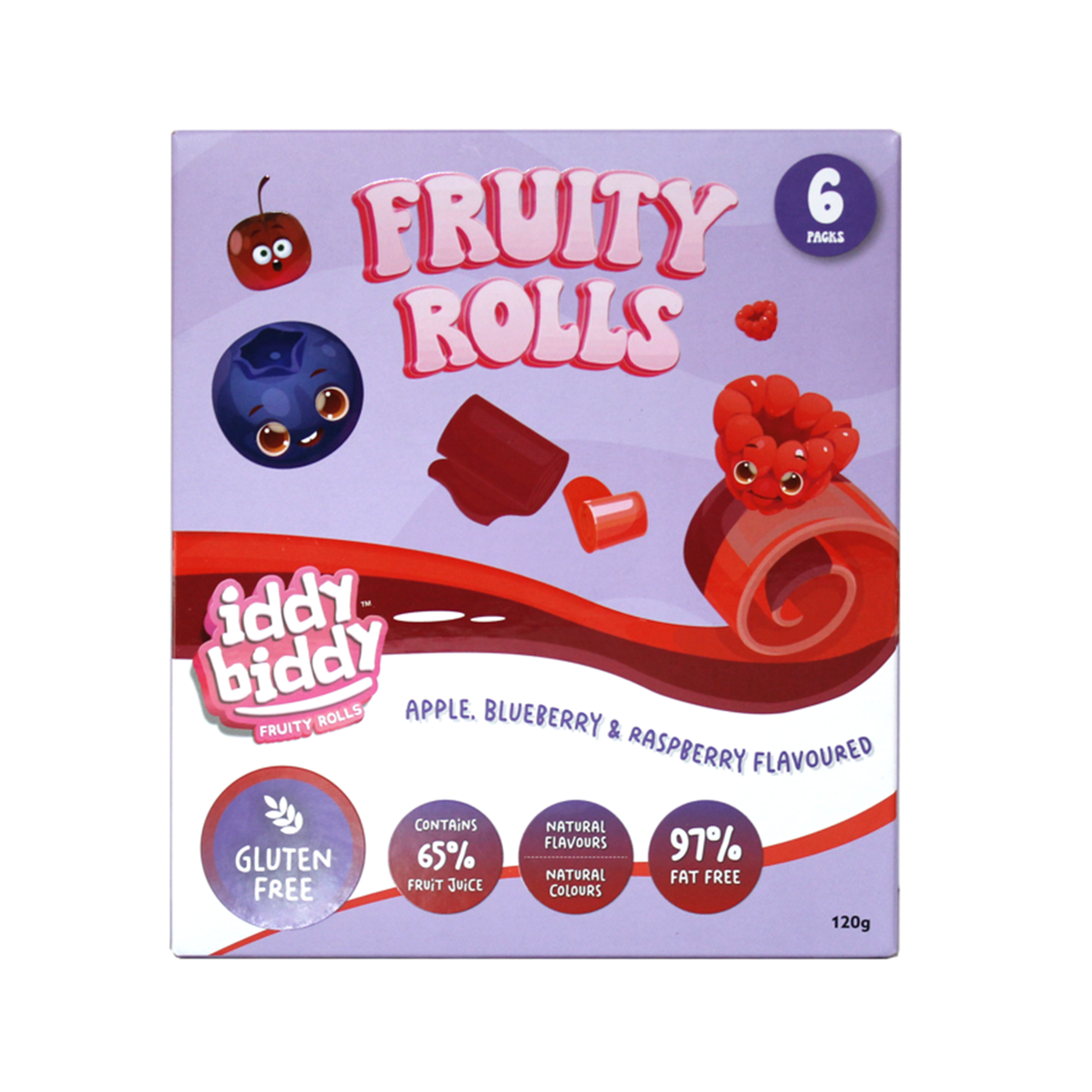 Iddy Biddy Fruity Rolls Apple, Blueberry & Raspberry Fruity Rolls 6 x 20g