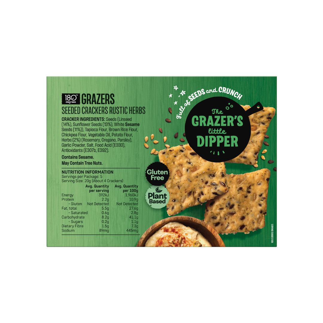 180 Degrees Grazers Rustic Herbs Seeded Crackers