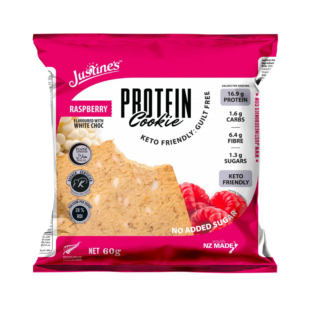 Justine's Keto Raspberry White Choc Protein Cookies