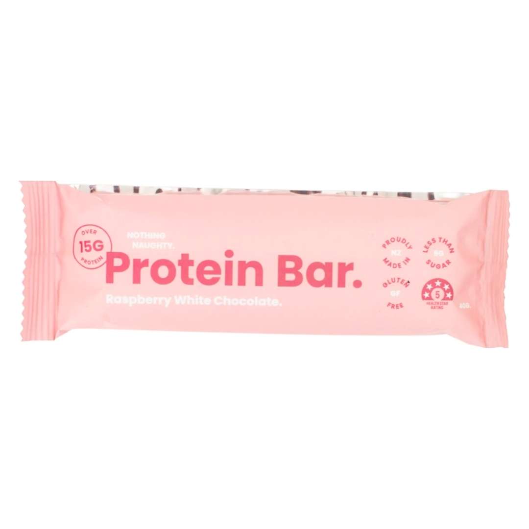 Nothing Naughty Protein Bar Raspberry White Choc